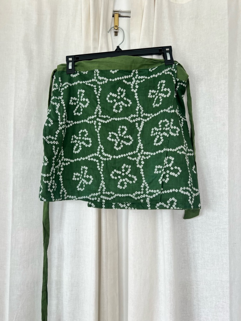 One size green Natura NWT boho cotton mini wrap skirt